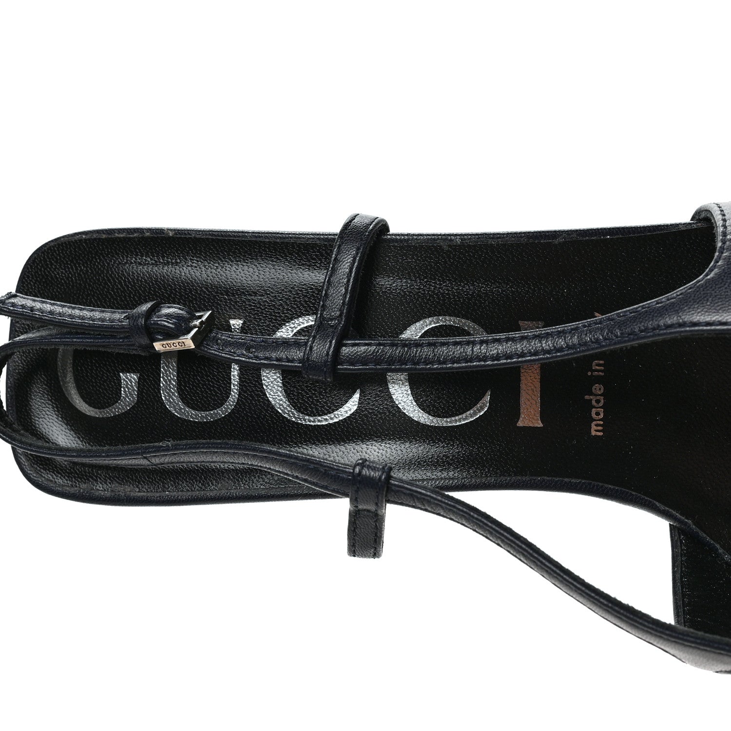 Gucci GG Monogram Malaga Kid Crystal Square G 75mm Slingback Pumps 39 Beige Blue 7 of 8