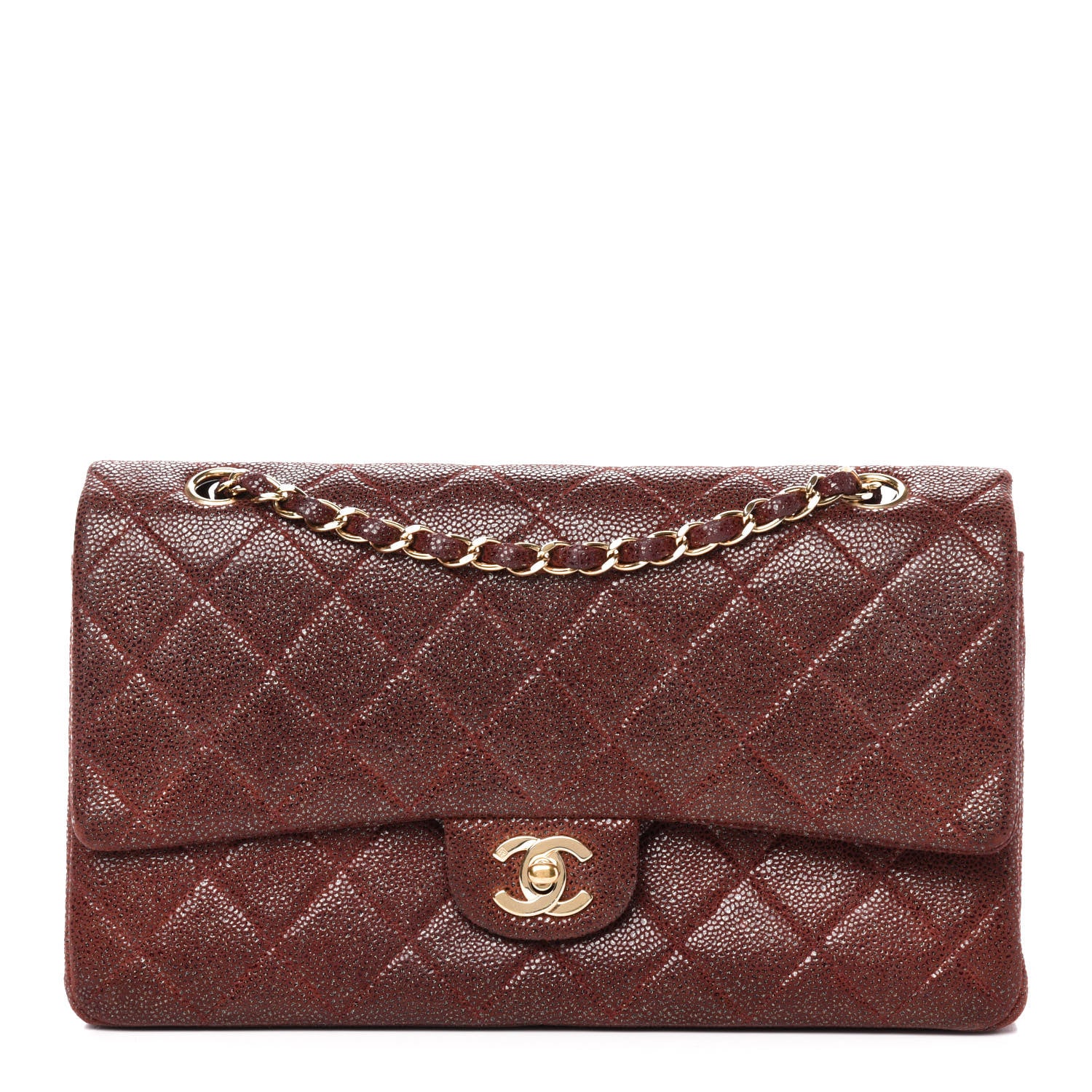 Chanel Iridescent Caviar Quilted Medium Double Flap Burgundy 1 of 13