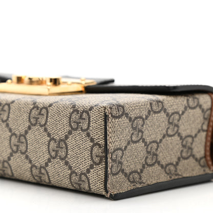 Gucci GG Supreme Monogram Calfskin Mini Padlock Top Handle Shoulder Bag Beige Black Cuir 10 of 10