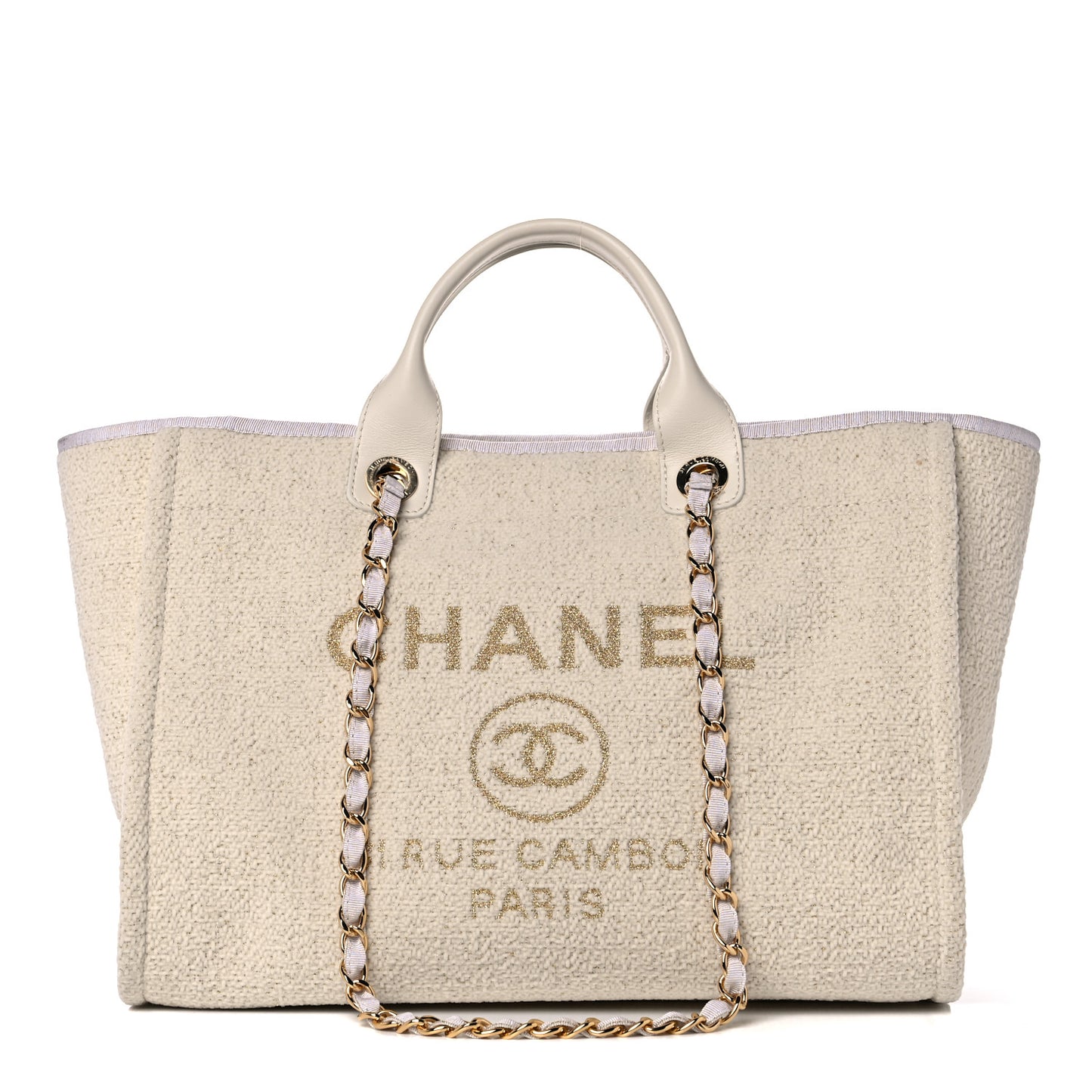 Lurex Boucle Large Deauville Tote White
