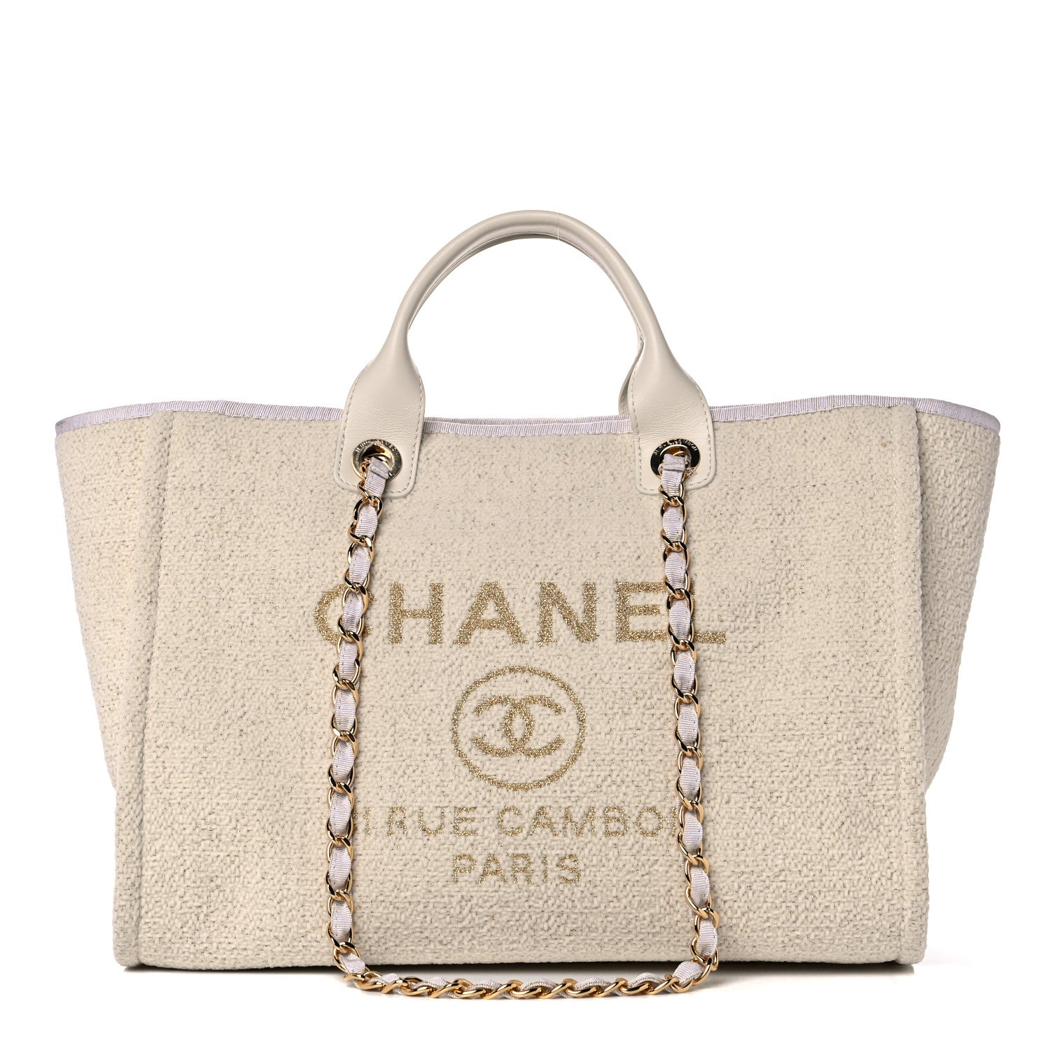 Chanel Lurex Boucle Large Deauville Tote White 1 of 10