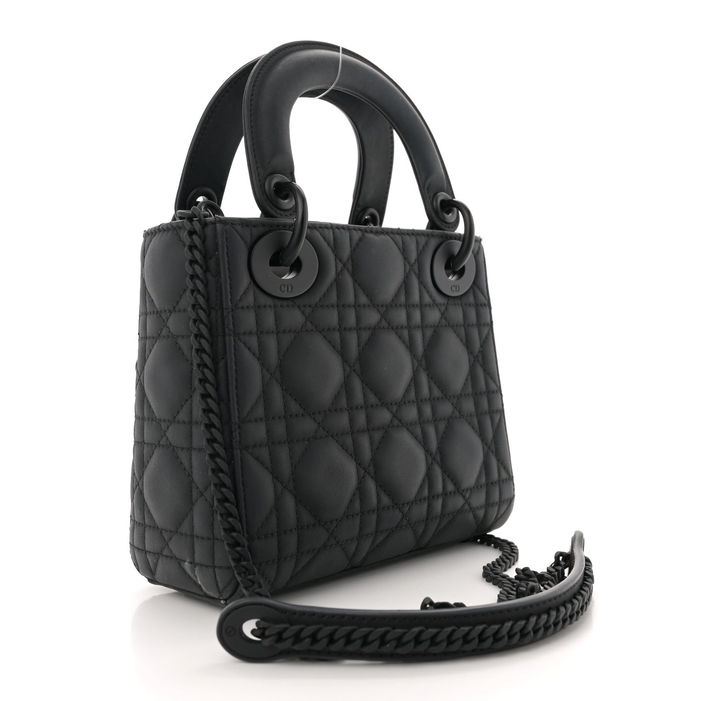 Ultra Matte Calfskin Cannage Mini Lady Dior Black