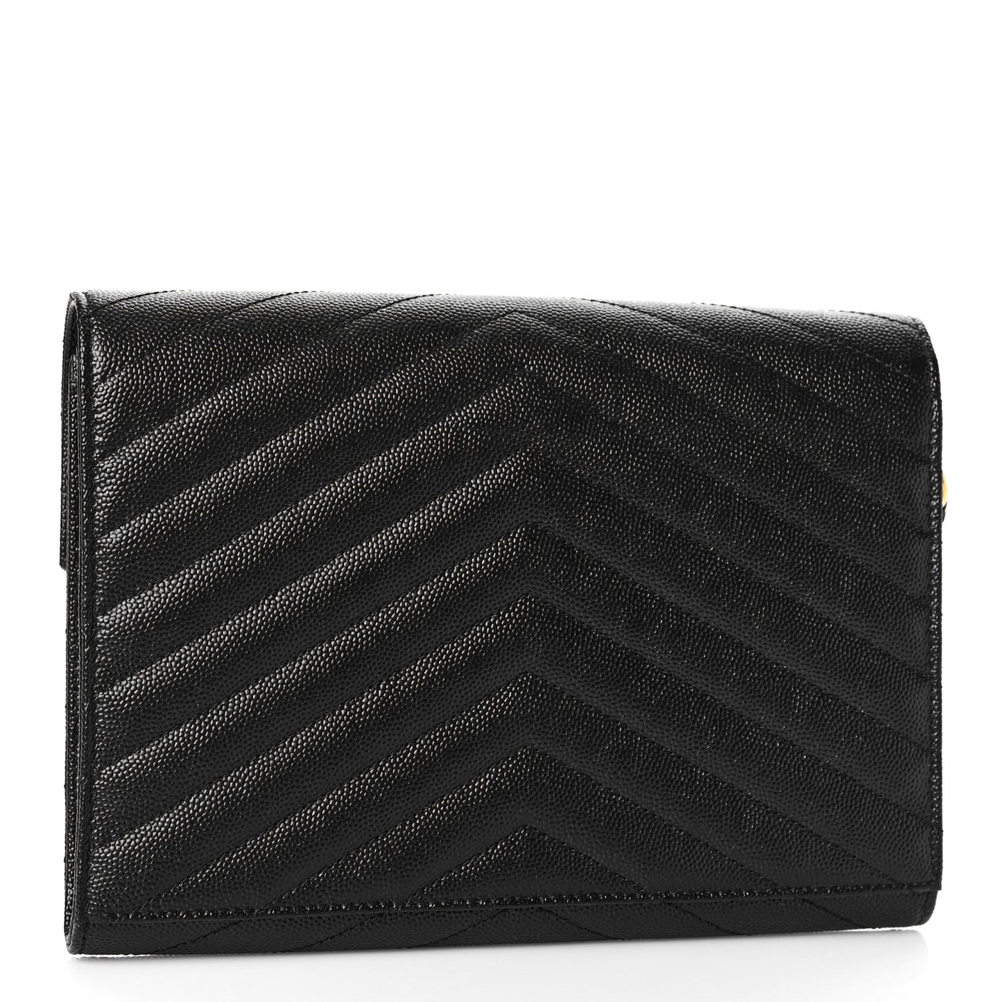 Grain De Poudre Matelasse Chevron Monogram Envelope Clutch Black