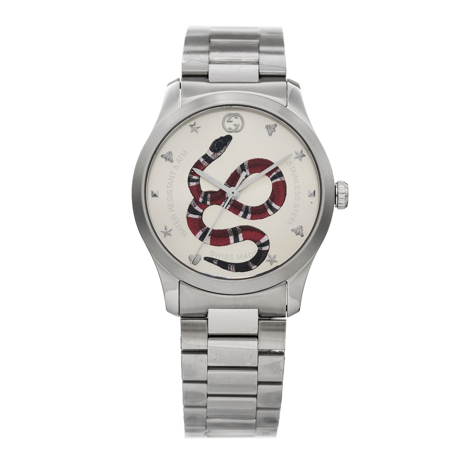 Gucci Stainless Steel 38mm G-Timeless Snake Quartz Watch 1 of 5