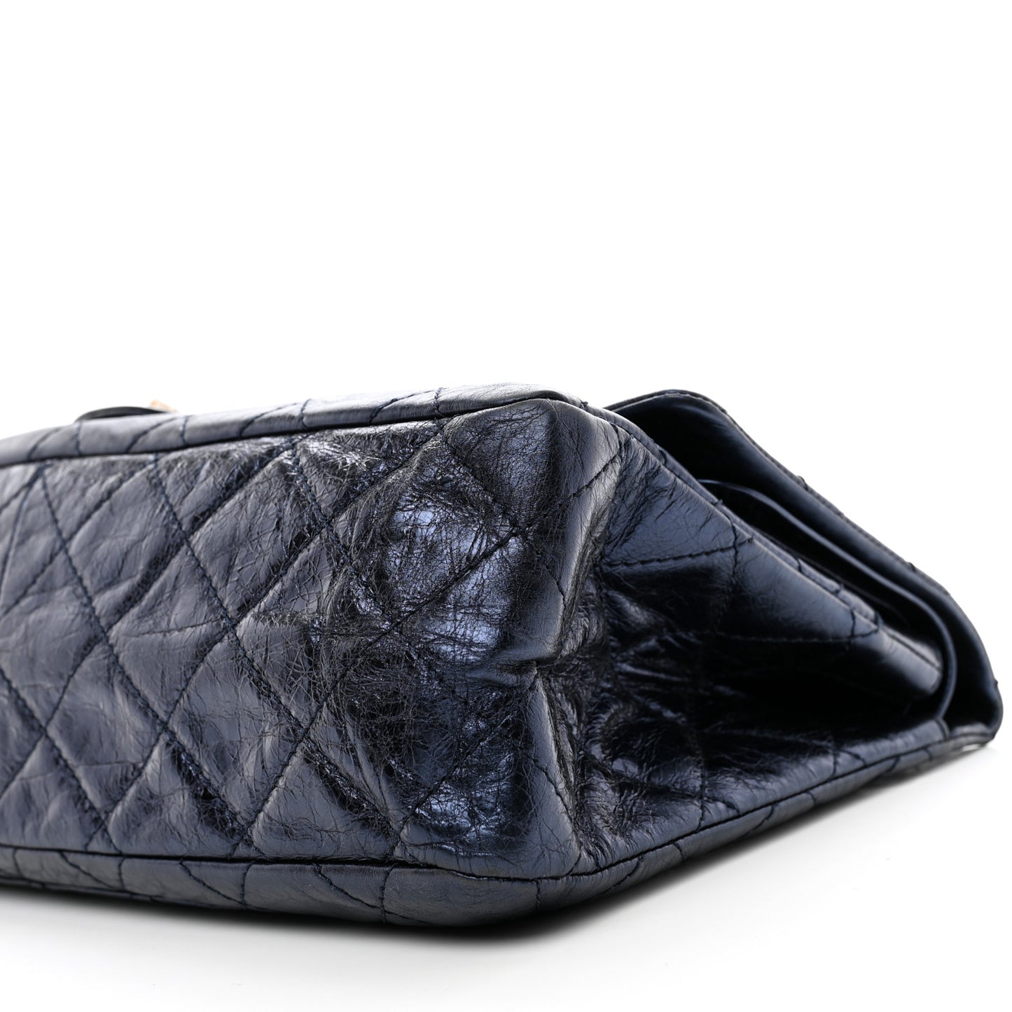Metallic Aged Calfskin Quilted 2.55 Reissue 228 Flap Blue