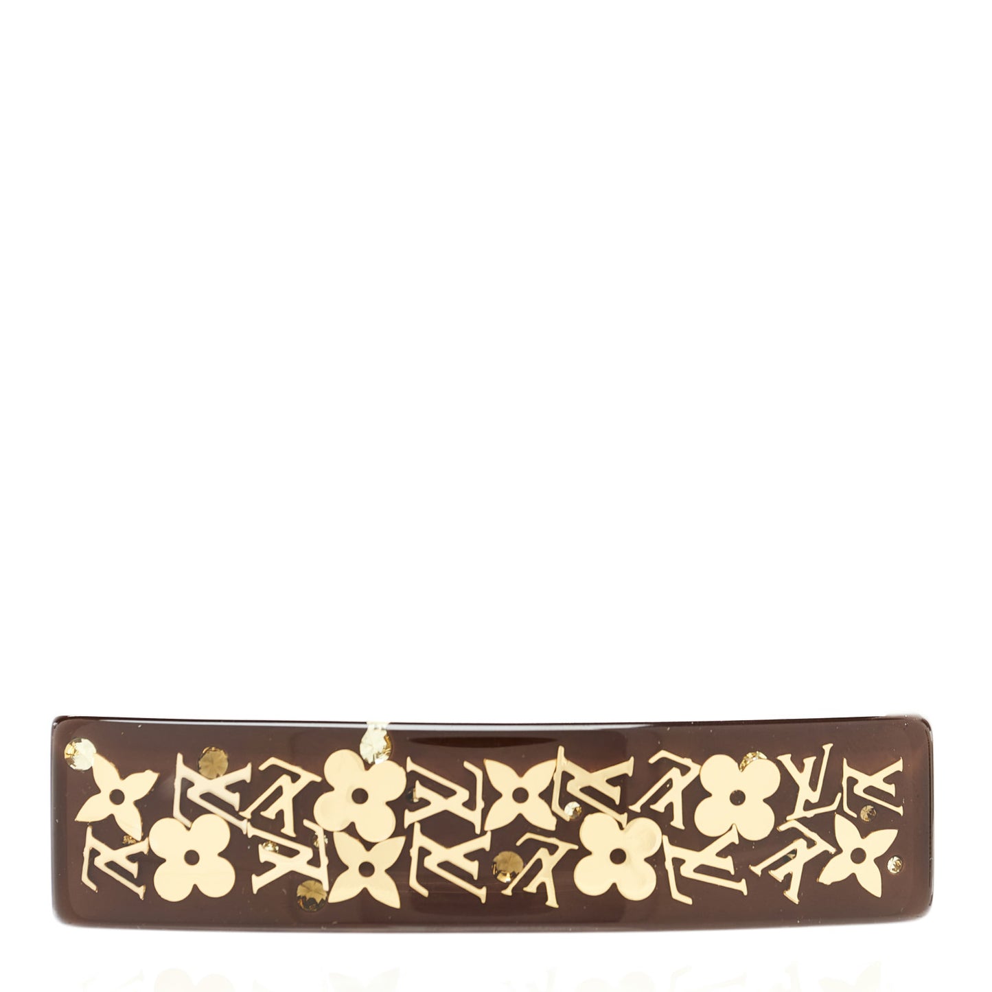 Resin Swarovski Crystal Inclusion Barrette GM Marron