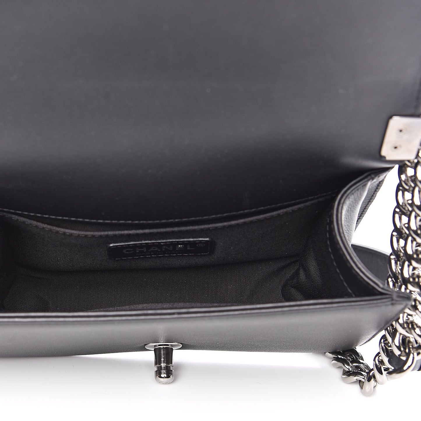 Calfskin Pearl Tweed Small Boy Flap Black