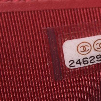 Chanel Caviar Quilted Compact Flap Wallet Dark Red 8 of 9