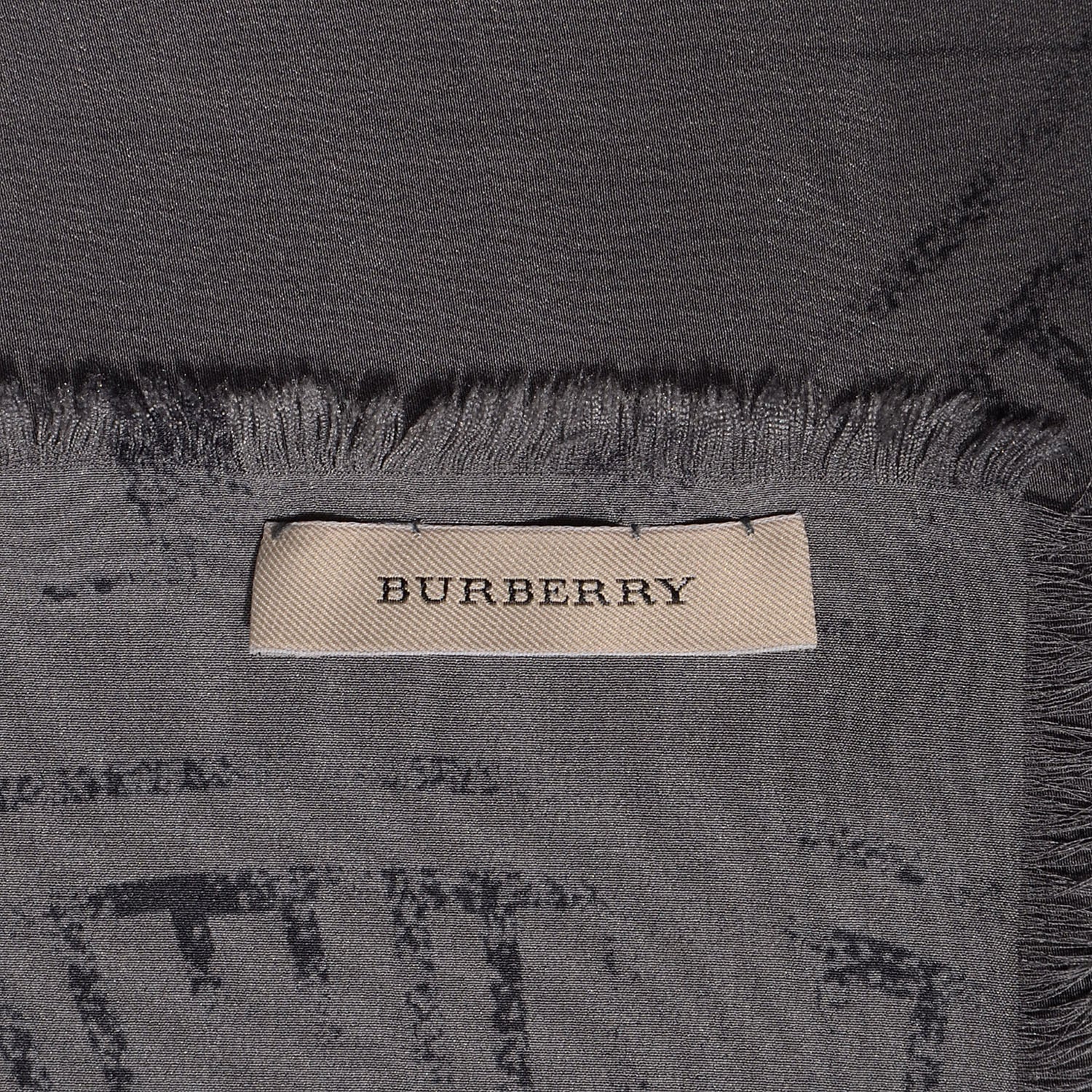 Burberry Silk Stamp Printed Scarf Grey 4 of 4