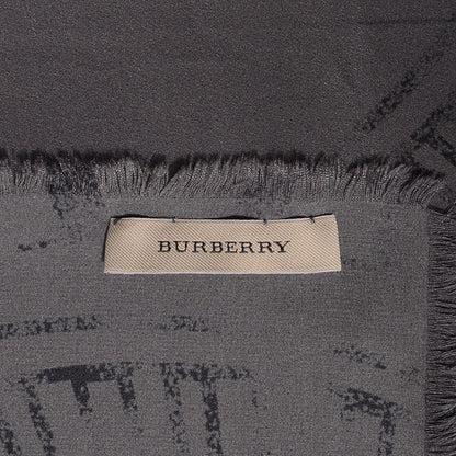 Burberry Silk Stamp Printed Scarf Grey 4 of 4