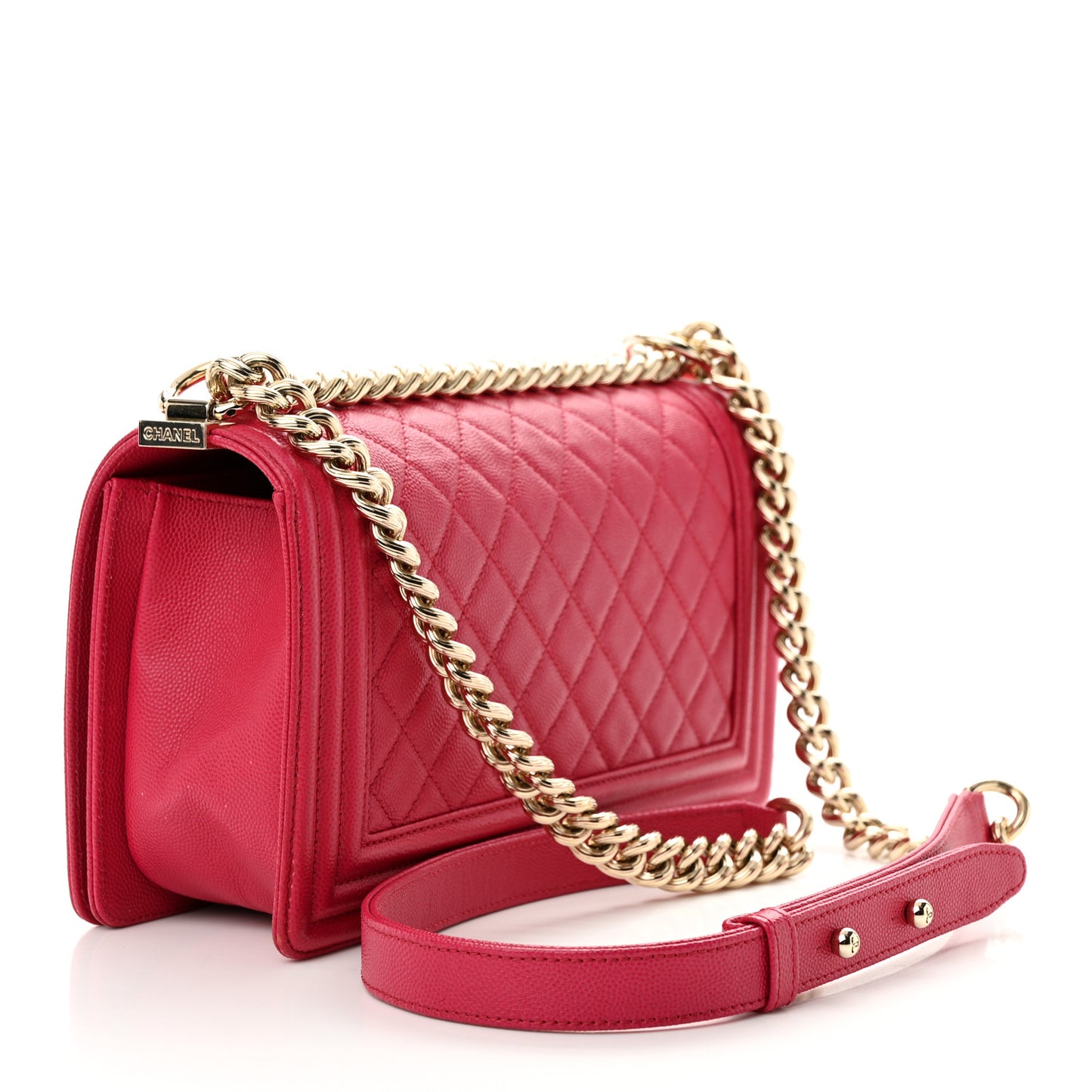 Caviar Quilted Medium Boy Flap Fuchsia