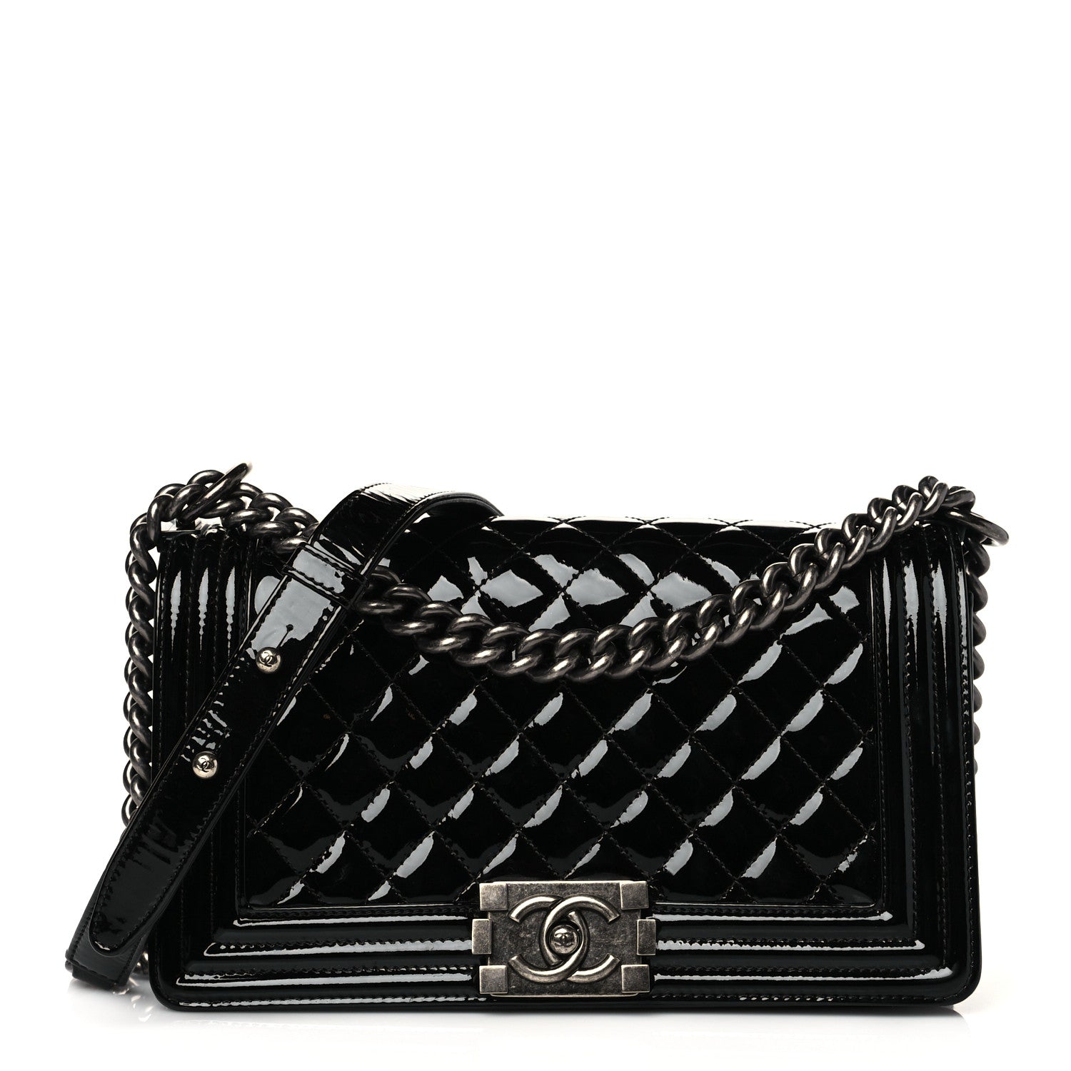 Chanel Patent Calfskin Quilted Medium Boy Flap Black 1 of 9