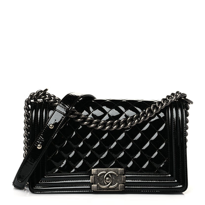 Chanel Patent Calfskin Quilted Medium Boy Flap Black 1 of 9