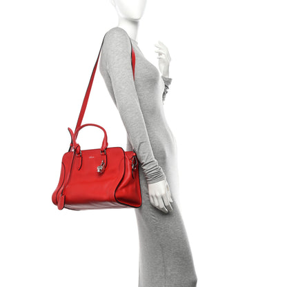 Alexander McQueen Pebbled Calfskin Small Skull Padlock Zip Around Tote Red 2 of 10