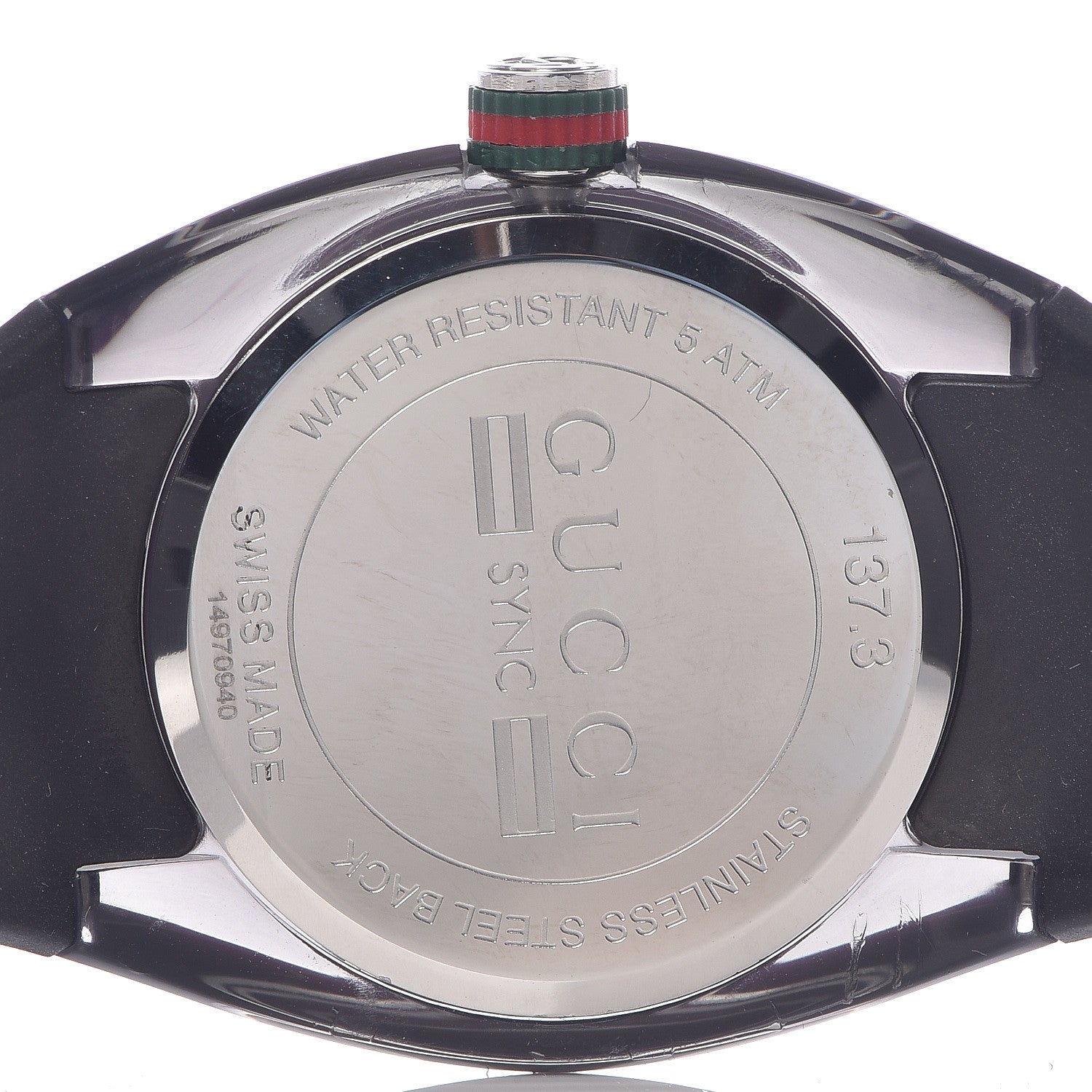 Gucci Stainless Steel Rubber 36mm Sync Web Quartz Watch Black 7 of 8