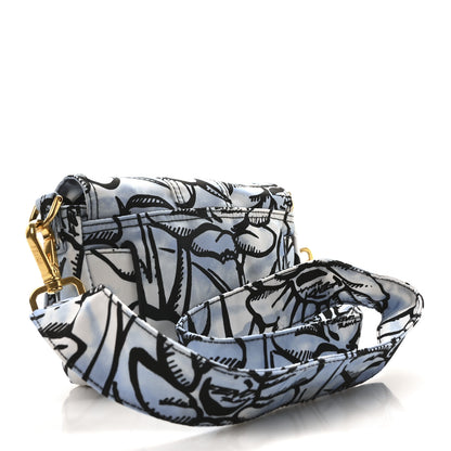 Fendi X JOSHUA VIDES Nylon Flower Clouds Print Mini Belt Baguette White Celeste Black 3 of 10