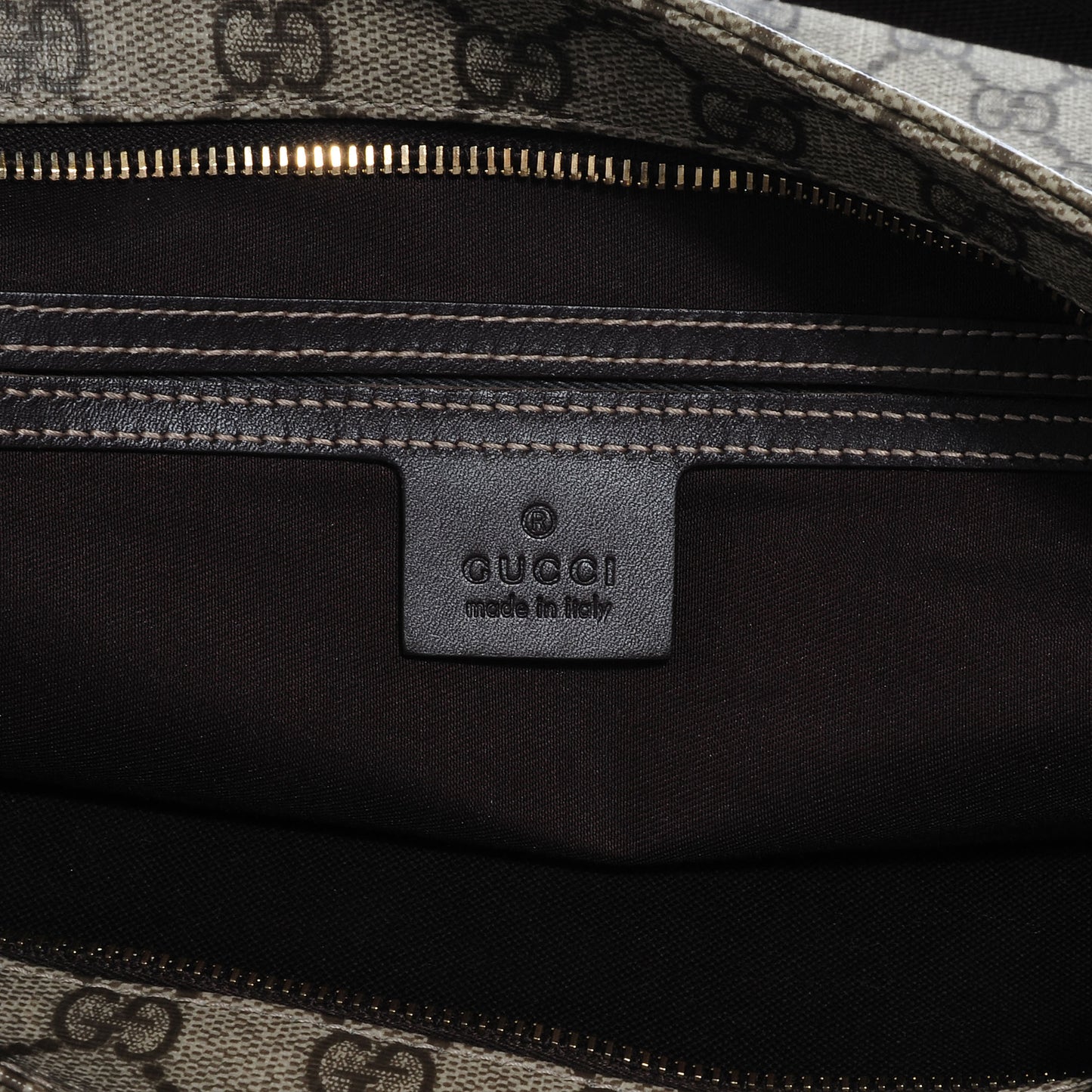 GG Plus Monogram Large Flat Messenger Bag Beige Brown
