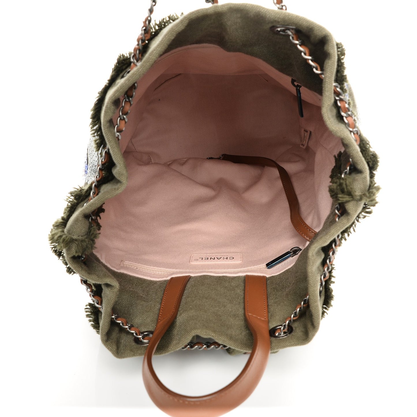 Canvas Sequins Cubano Trip Backpack Khaki