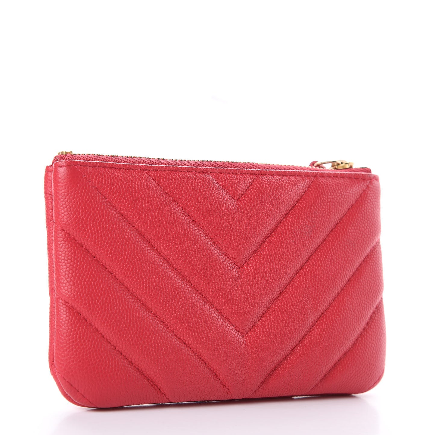 Caviar Chevron Quilted Small Ancient Greek Charms Cosmetic Case Red