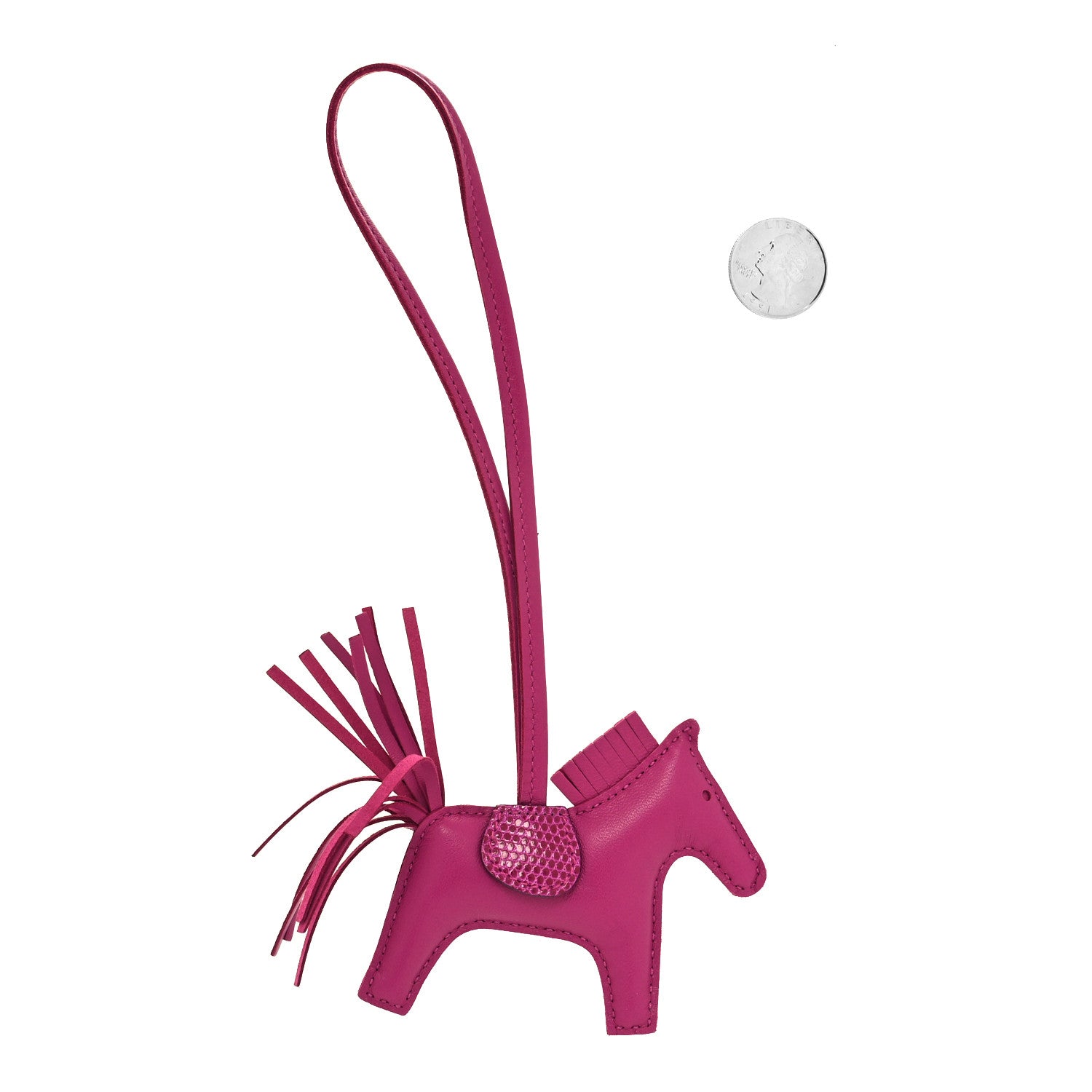 Hermes Milo Lambskin Lizard Touch Grigri Rodeo Horse Bag Charm PM Rose Pourpre 2 of 3