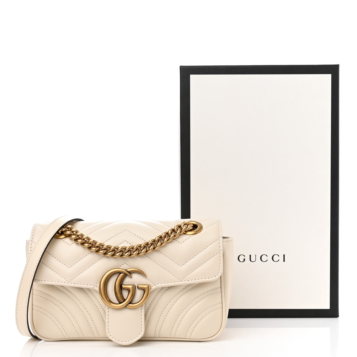 Gucci Calfskin Matelasse Mini GG Marmont Shoulder Bag White 11 of 11