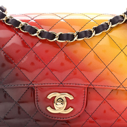 Chanel Shaded Patent Calfskin Quilted Mini Rectangular Flap Red Yellow Dark Purple 8 of 10