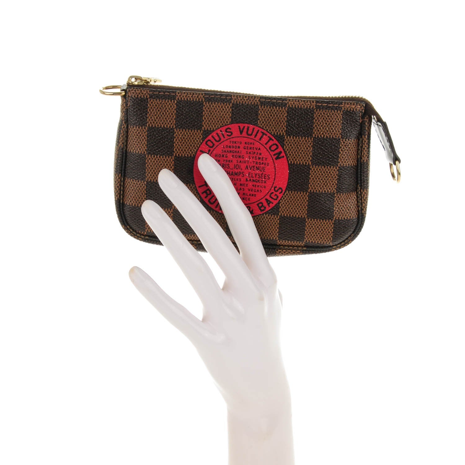 Louis Vuitton Damier Ebene Complice Trunks and Bags Mini Pochette Accessories Red 2 of 7