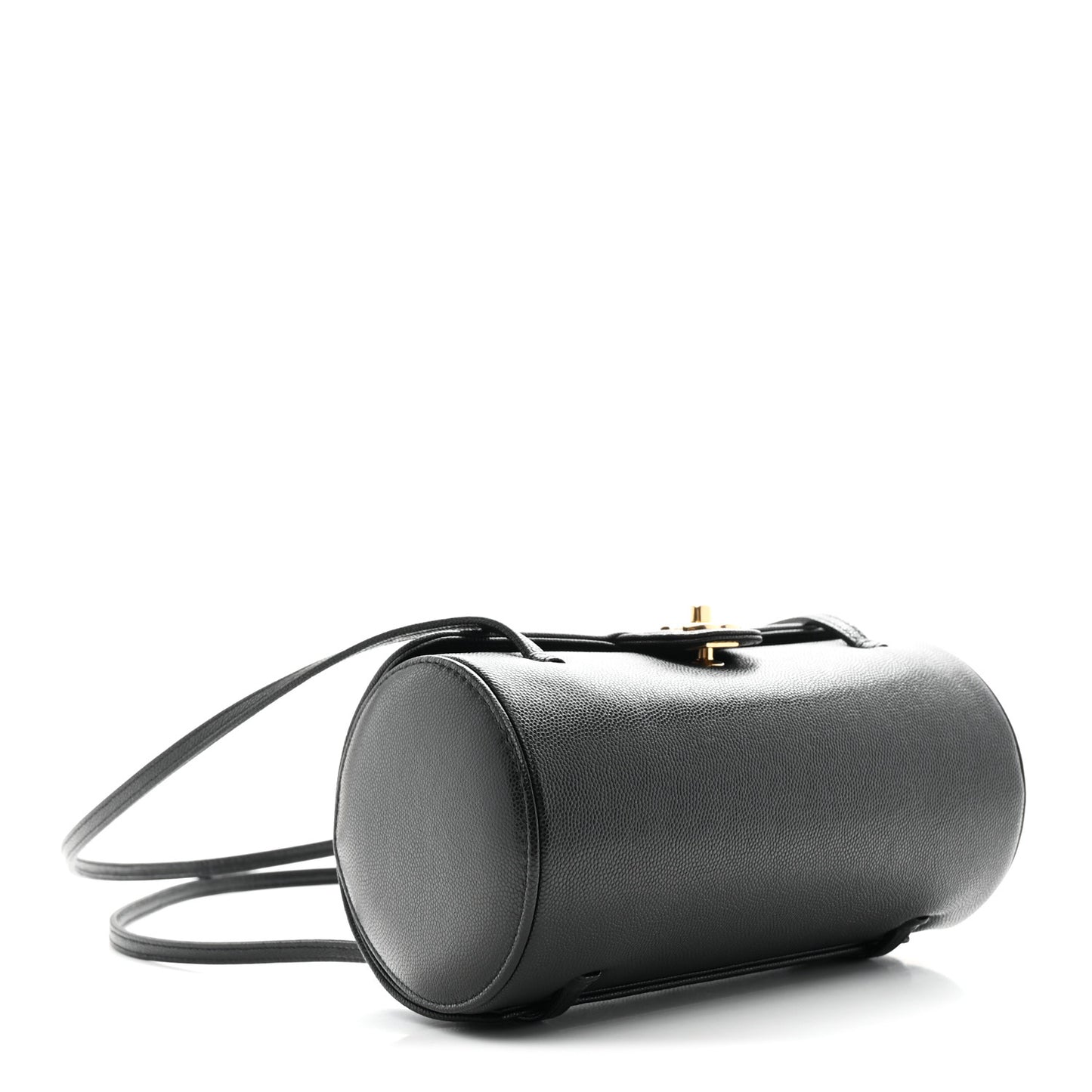 Shiny Caviar Preppy Coco Small Bowling Bag Black