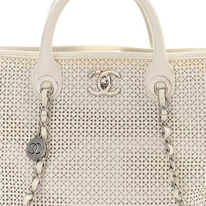 Chanel Calfskin Perforated Up In The Air Tote White 7 of 9