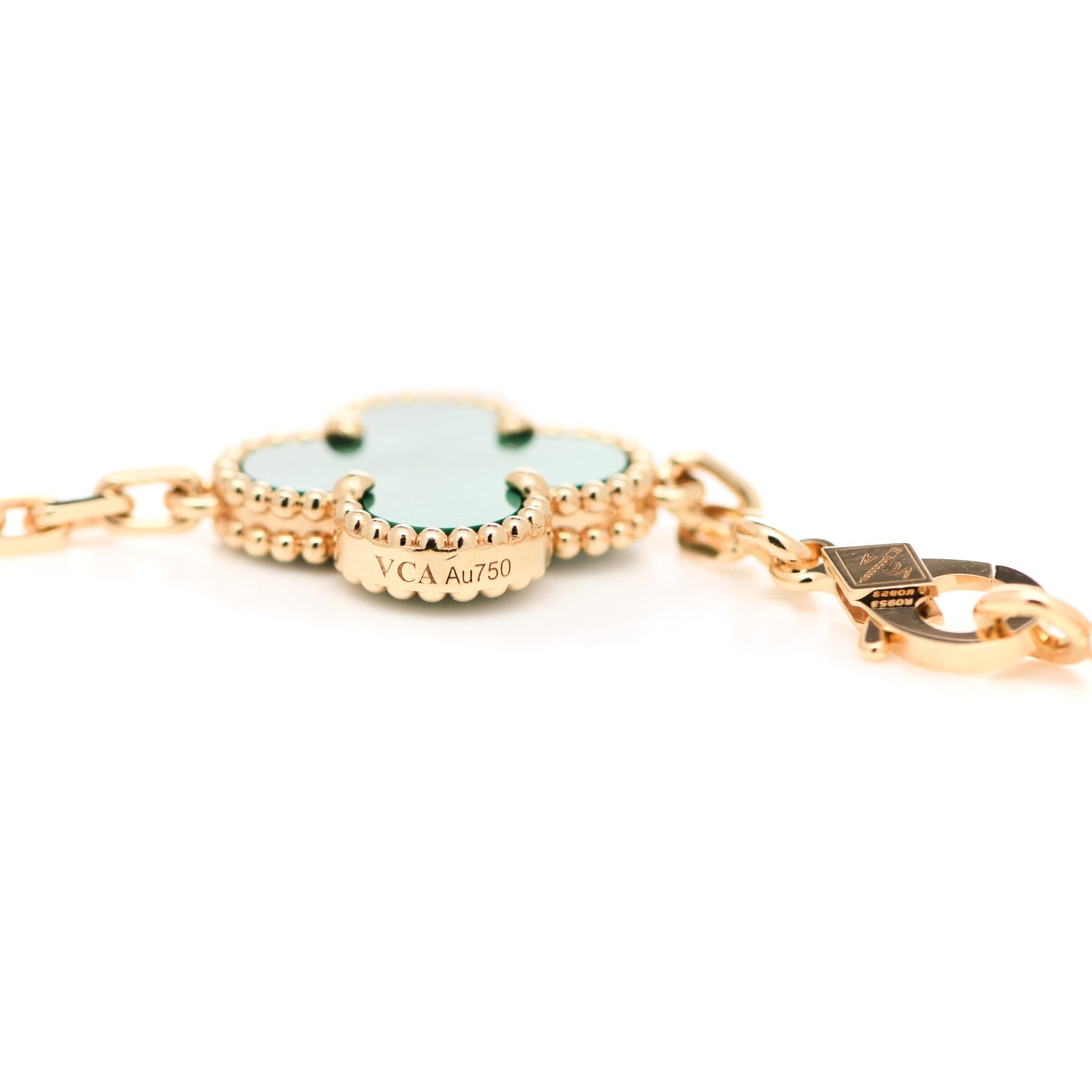Van Cleef & Arpels 18K Yellow Gold Malachite 5 Motifs Vintage Alhambra Bracelet 4 of 4