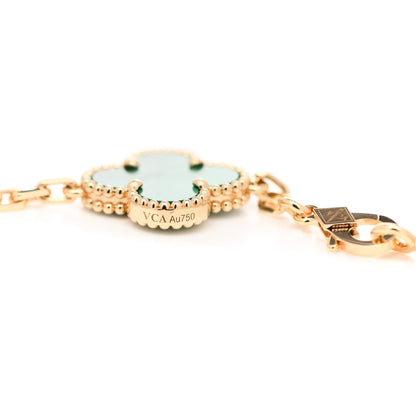Van Cleef & Arpels 18K Yellow Gold Malachite 5 Motifs Vintage Alhambra Bracelet 4 of 4