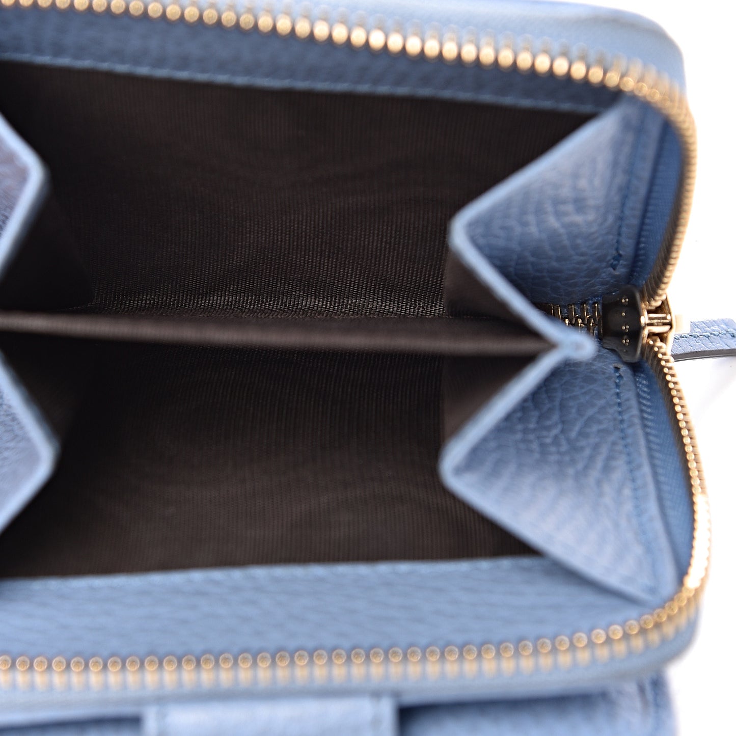 Monogram Dollar Calfskin Zip Around French Flap Wallet Beige Ebony Mineral Blue