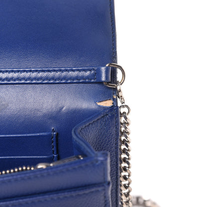 Christian Dior Grained Calfskin Diorama Wallet on Chain Pouch Blue 12 of 12