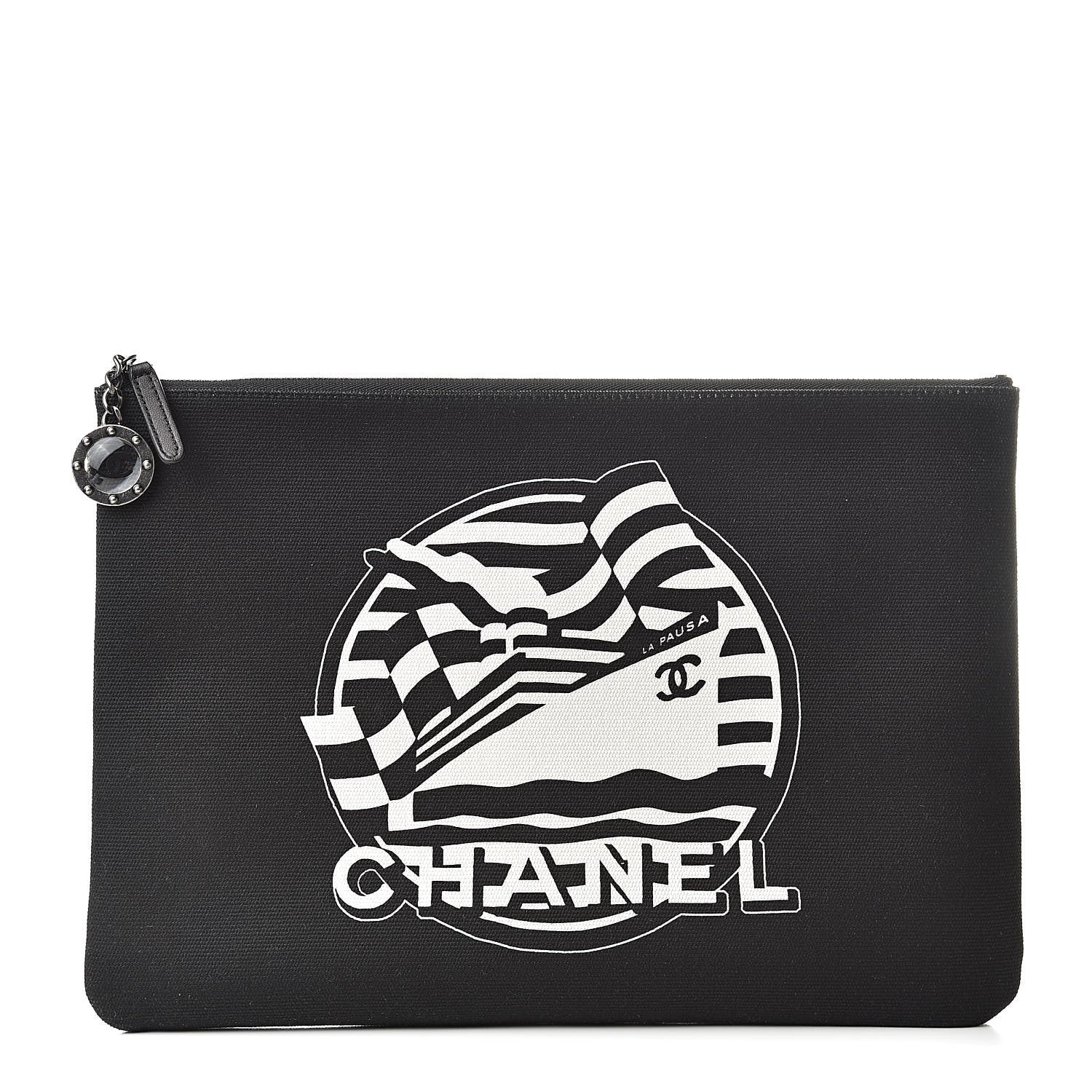 Chanel Canvas La Pausa Large Cosmetic Case Black 1 of 8