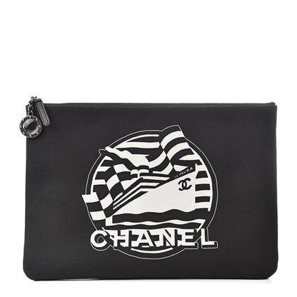 Chanel Canvas La Pausa Large Cosmetic Case Black 1 of 8