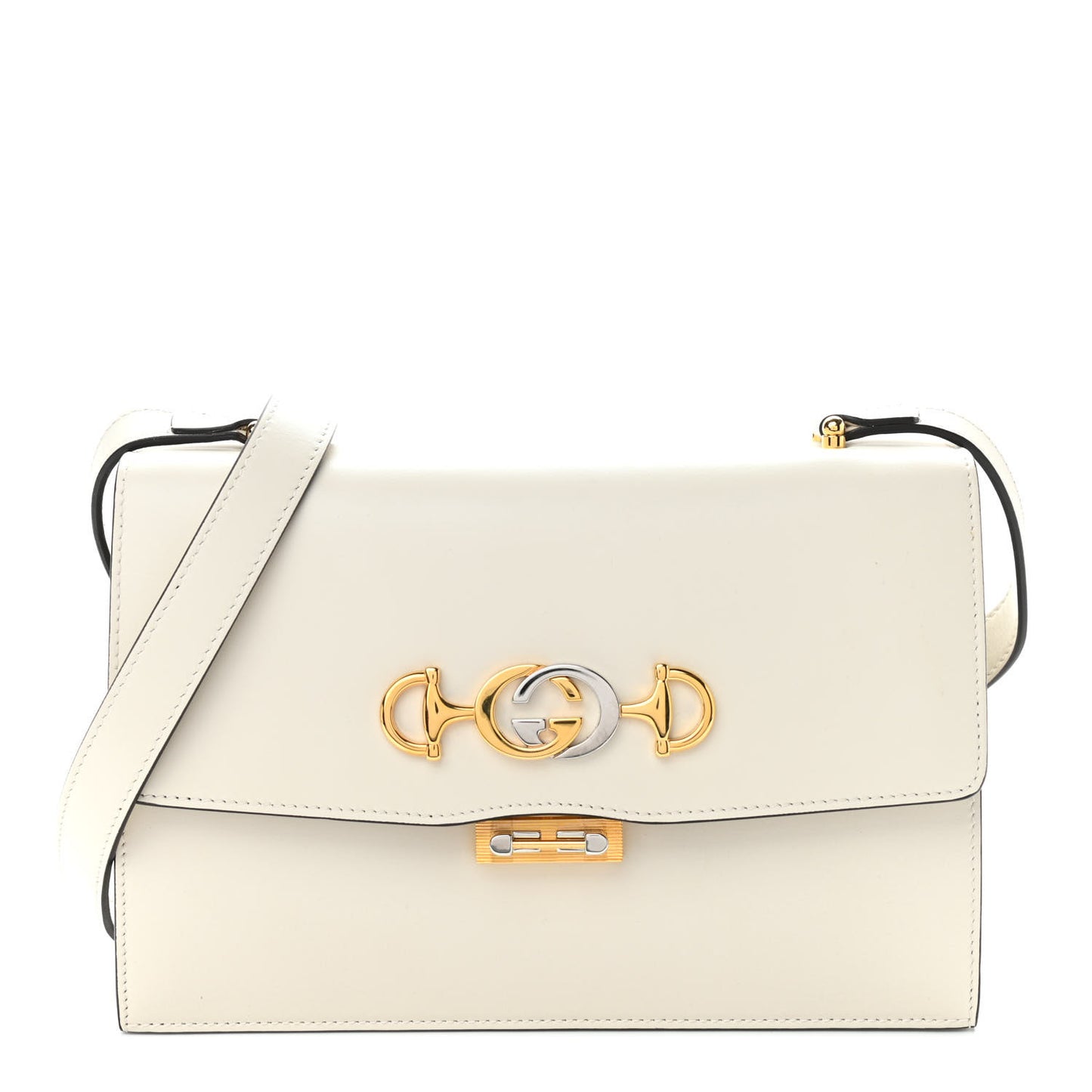 Grained Calfskin Small Zumi Shoulder Bag Mystic White