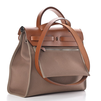 Hermes Vache Hunter Toile Officier Herbag Zip PM 31 Etoupe Fauve 4 of 12