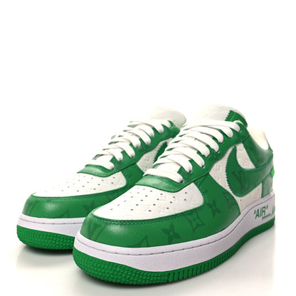 Louis Vuitton X NIKE AIR FORCE 1 Calfskin Monogram Mens Low Top Sneakers 8 Green 3 of 9