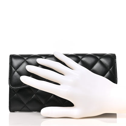 Chanel Lambskin Quilted Large Gusset Flap Wallet Black 2 of 7