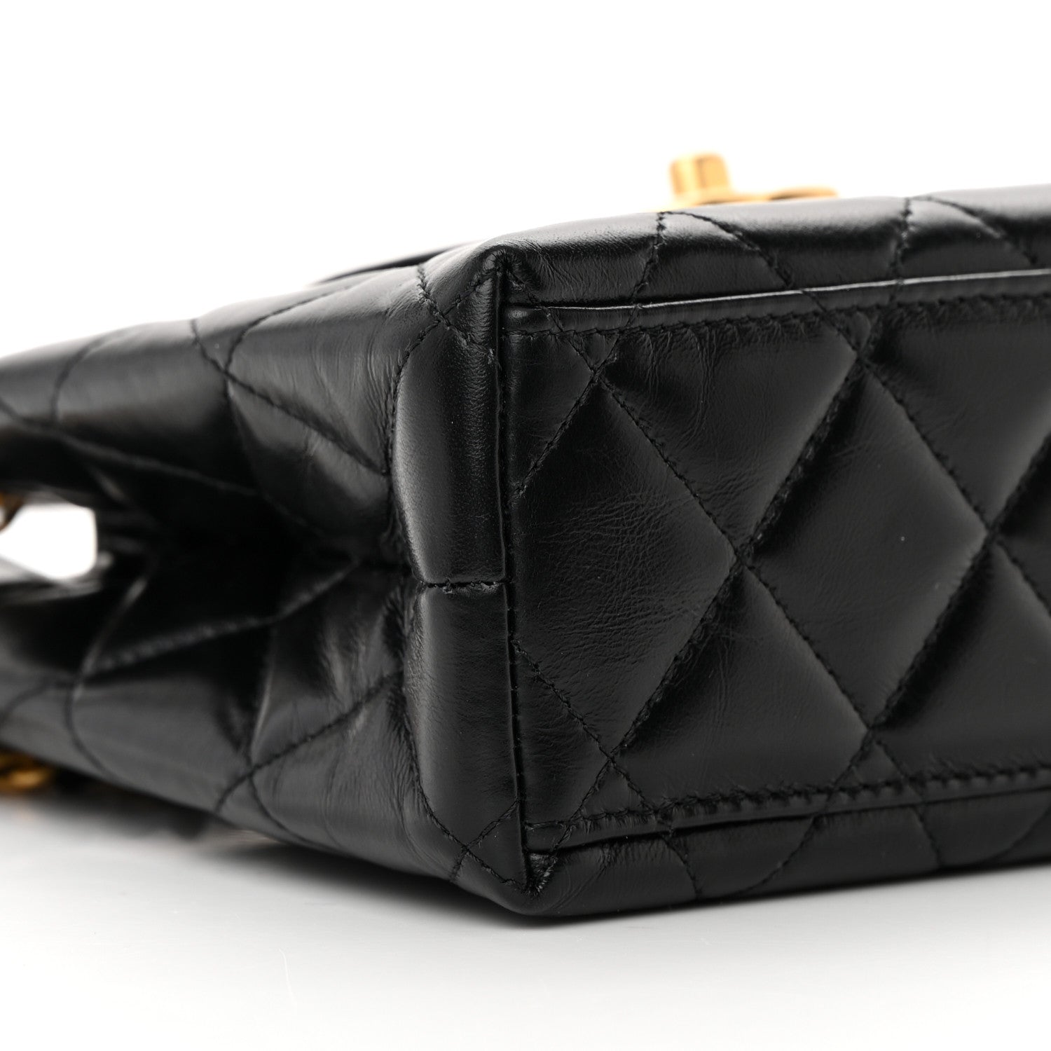 Chanel Shiny Aged Calfskin Quilted Nano Kelly Shopper Black 9 of 14