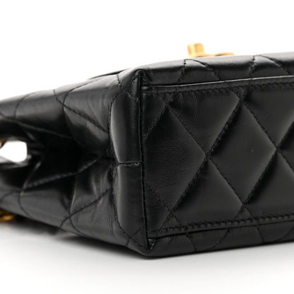 Chanel Shiny Aged Calfskin Quilted Nano Kelly Shopper Black 9 of 14