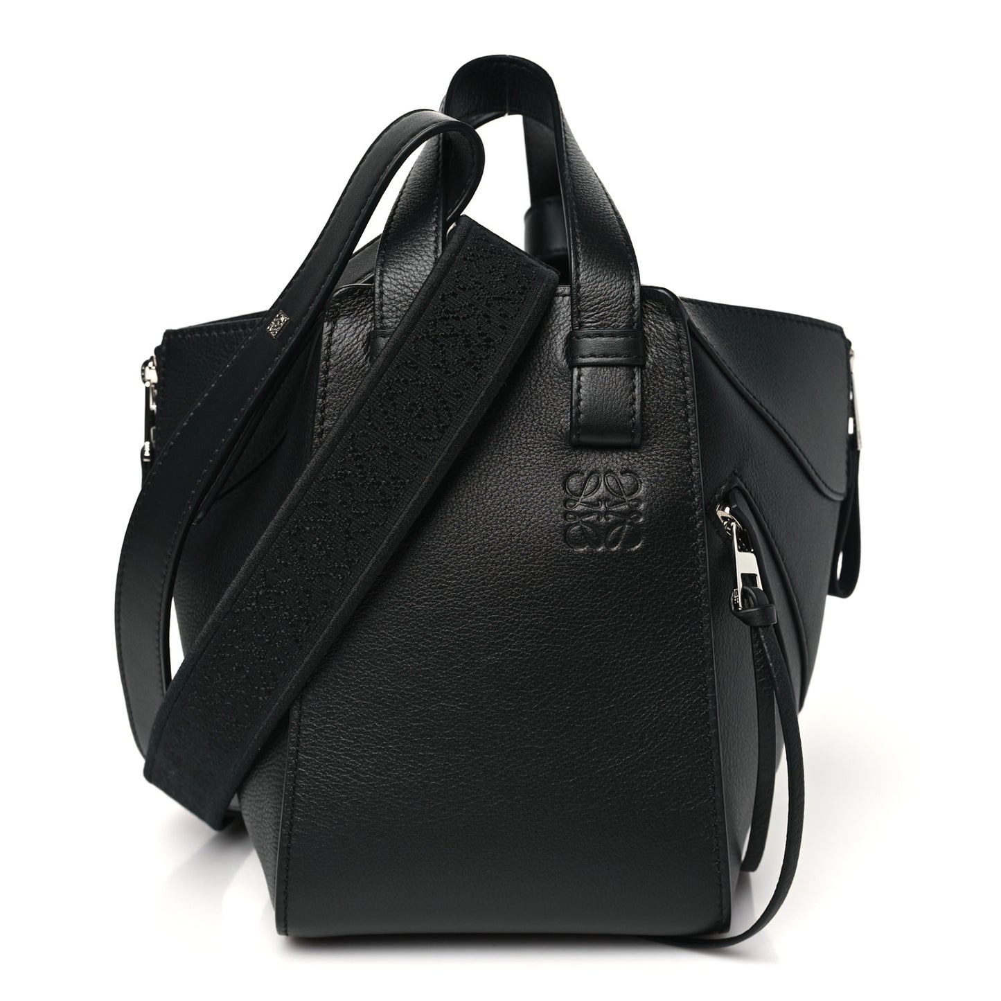 Soft Grained Calfskin Compact Hammock Shoulder Bag Black