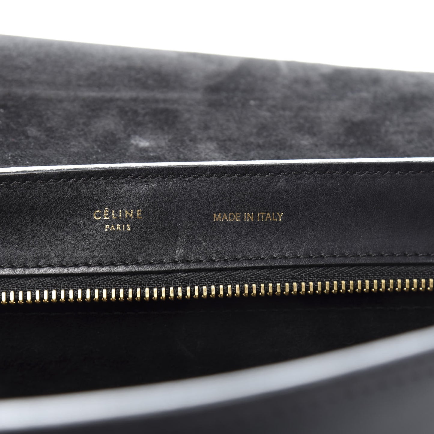 Smooth Calfskin Suede Medium Bi-Color Trapeze Black