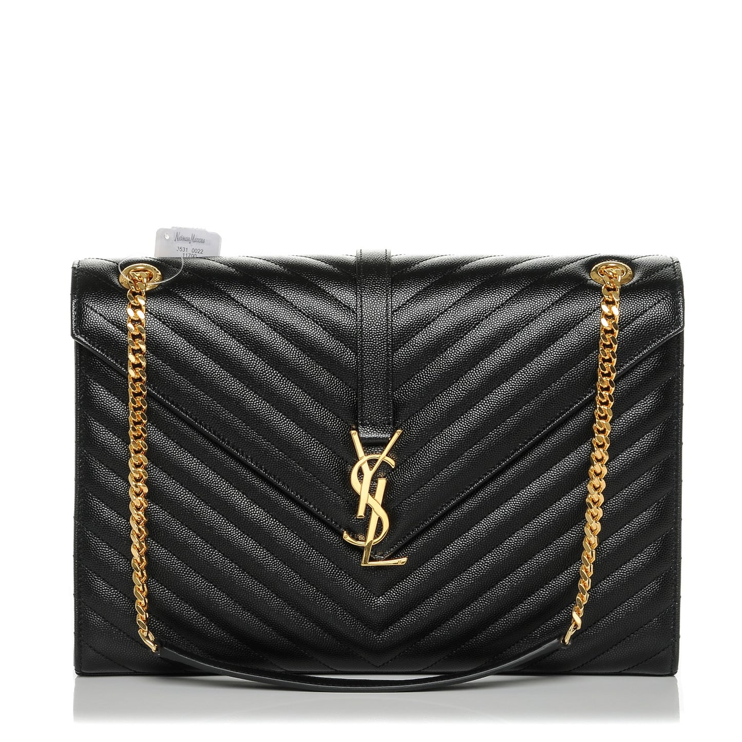 Grain De Poudre Matelasse Chevron Large Monogram Satchel Black