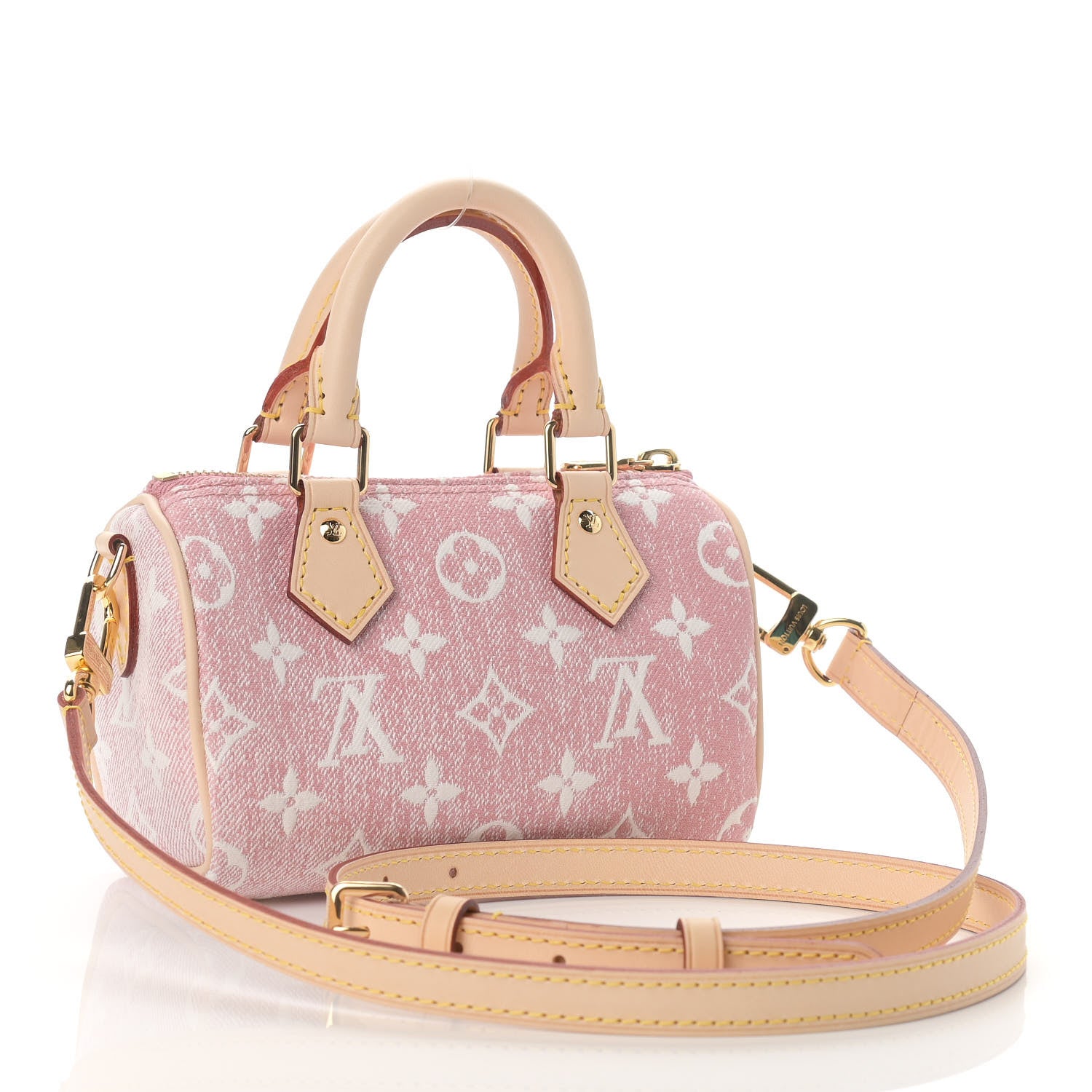Louis Vuitton Monogram Jacquard Denim Nano Speedy Bandouliere Pink 3 of 8