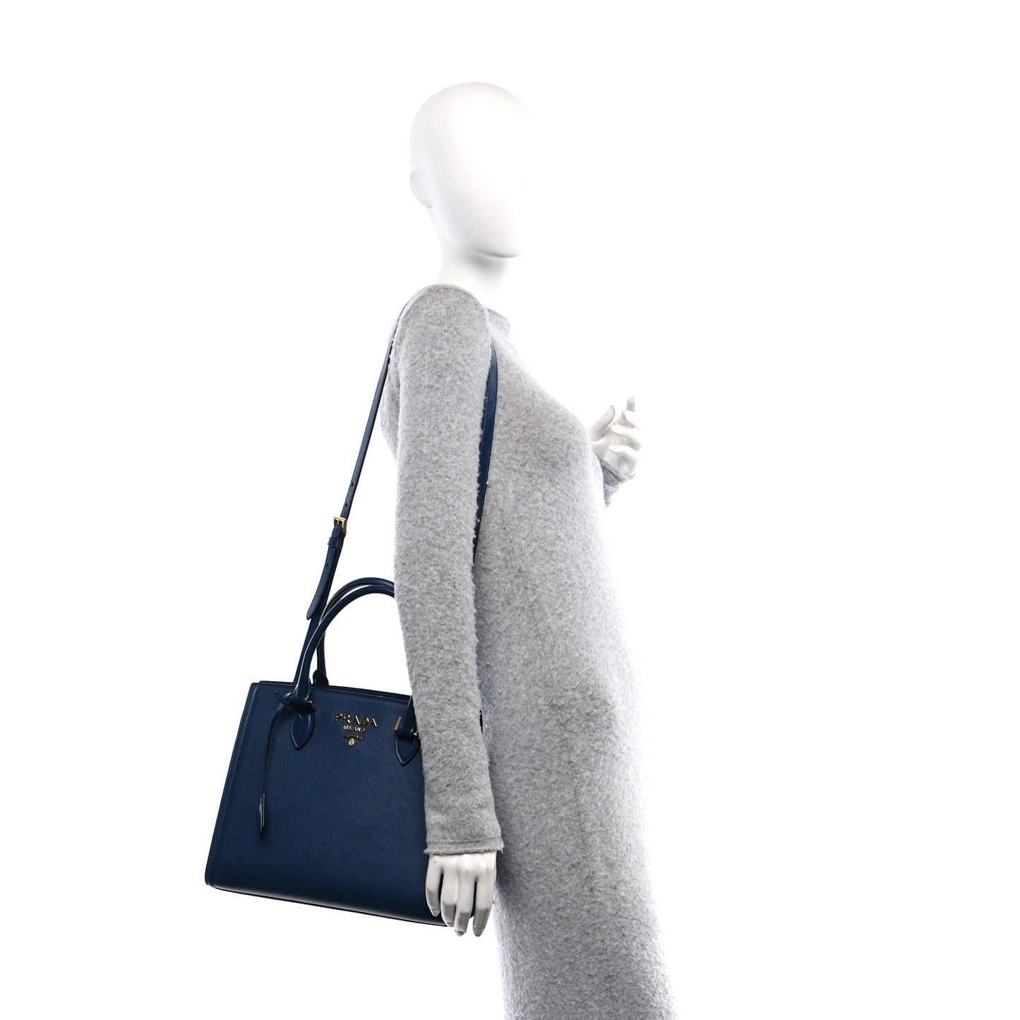 Saffiano Soft Calfskin Large Tote Bluette