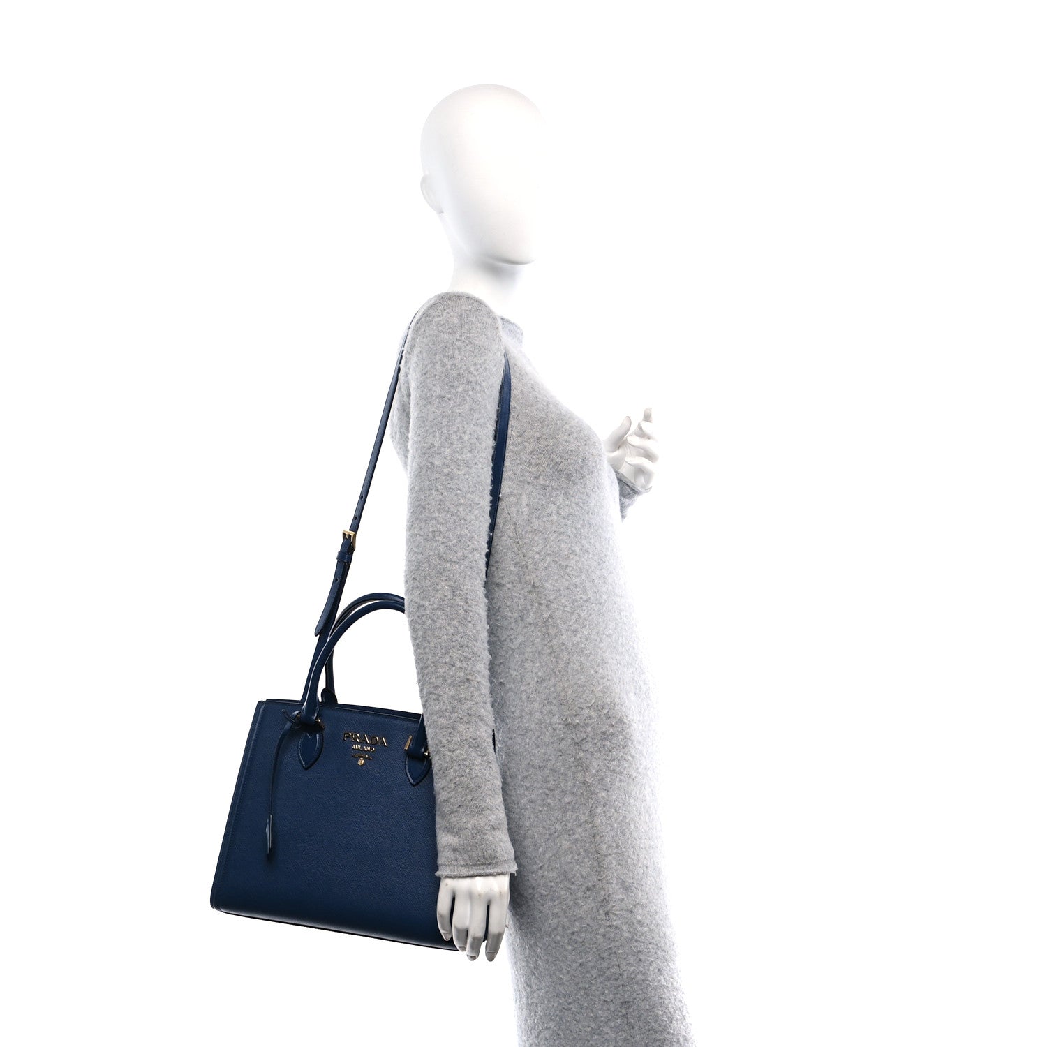 Prada Saffiano Soft Calfskin Large Tote Bluette 2 of 9