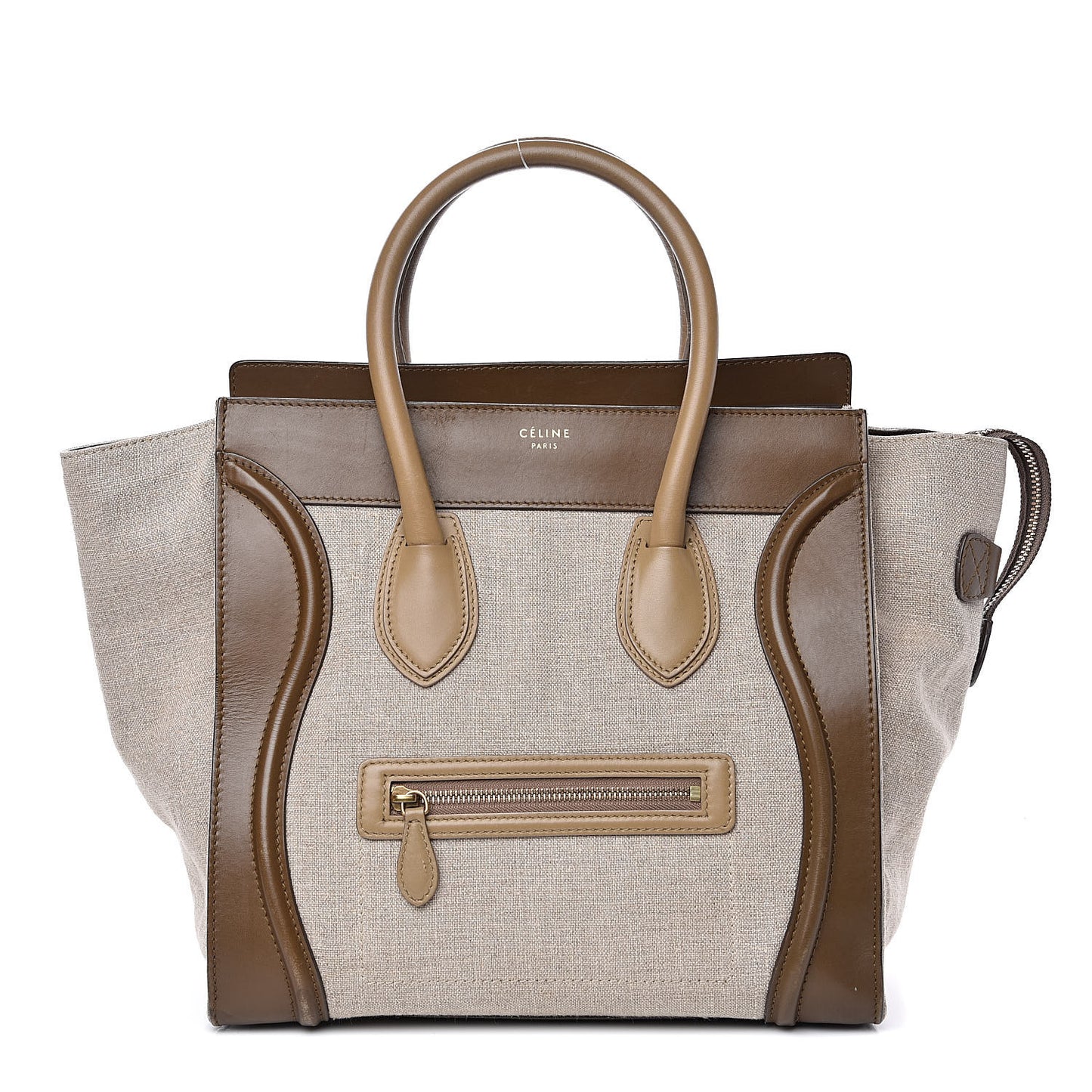 Natural Canvas Smooth Calfskin Mini Luggage Brown