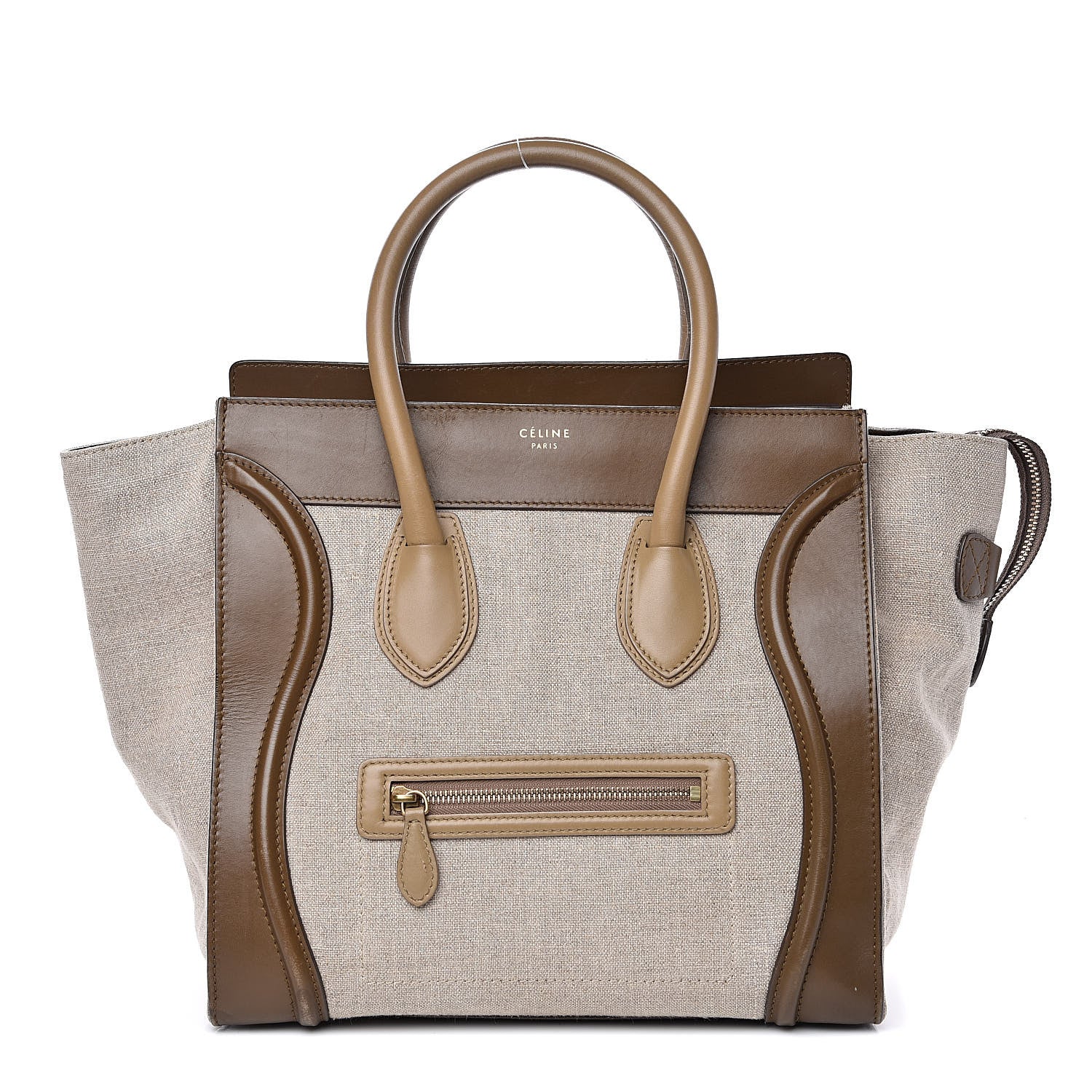 Celine Natural Canvas Smooth Calfskin Mini Luggage Brown 1 of 21