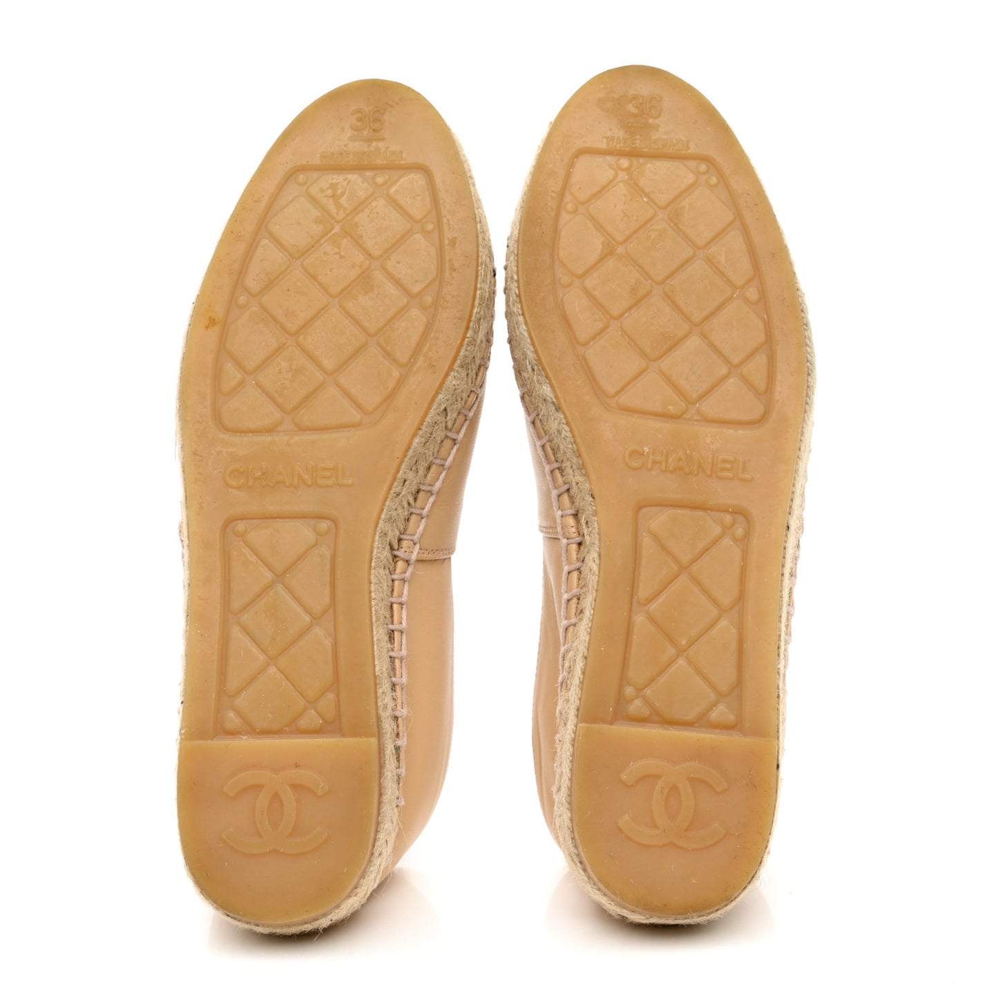 Lambskin CC Espadrilles 36 Beige Black